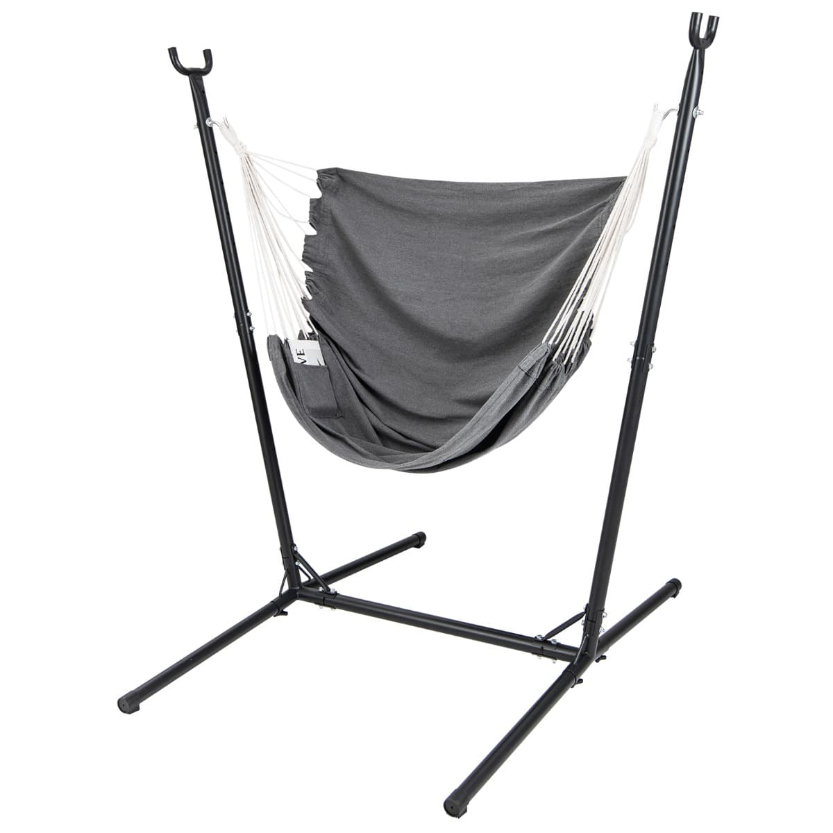 CostwayChaise Suspendue avec Cadre Chaise Pivotante Robuste avec Hauteur Réglable sur 6 Positions et Poche Latérale Gris