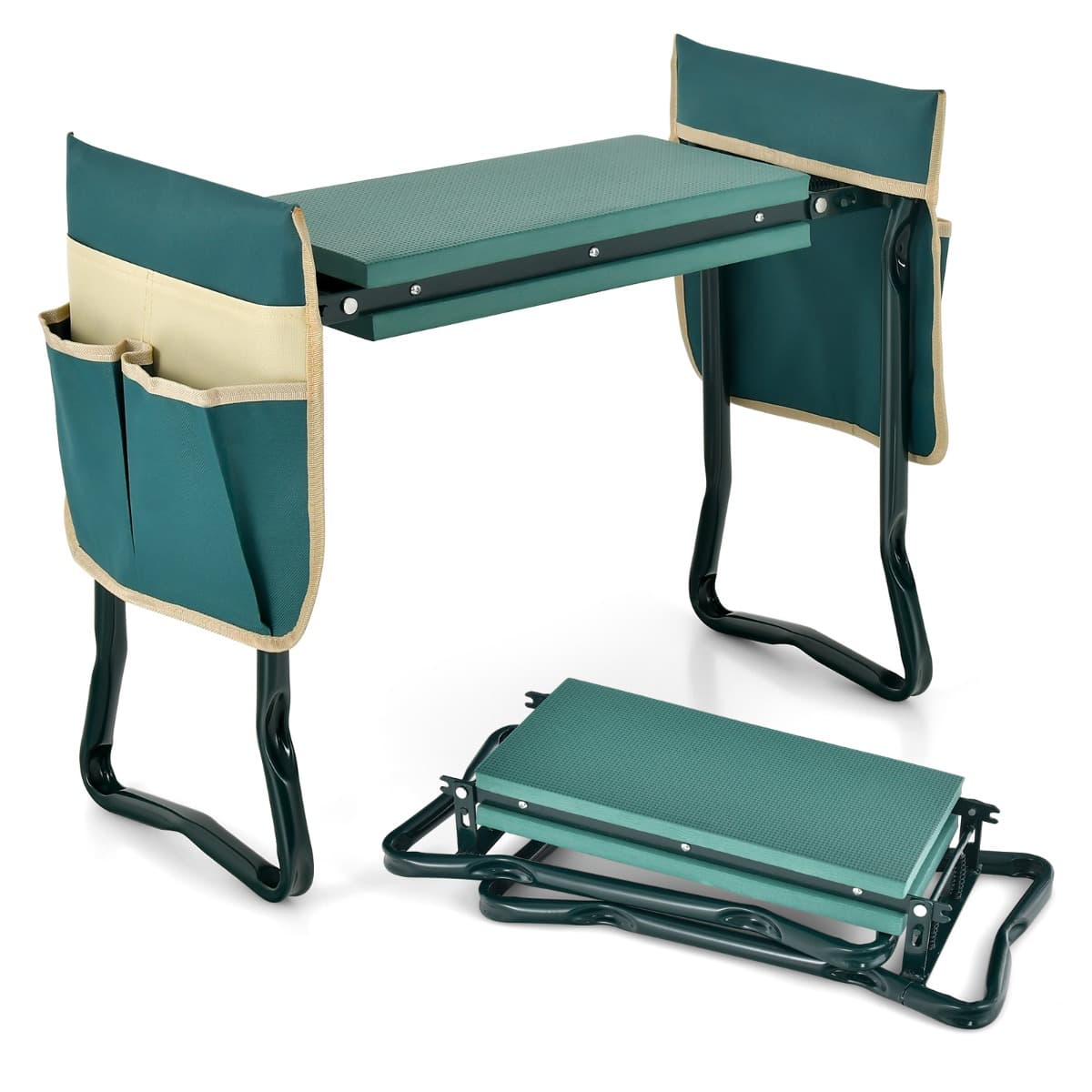 CostwayTabourets de Jardinage Pliable avec Coussin EVA Charge 150KG