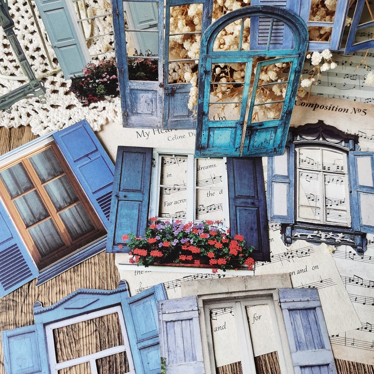 1 paquet/10 pièces Autocollant Vintage Ajouré Sculpté Fenêtre Créatif Paquet Pour DIY Scrapbooking Journalisation