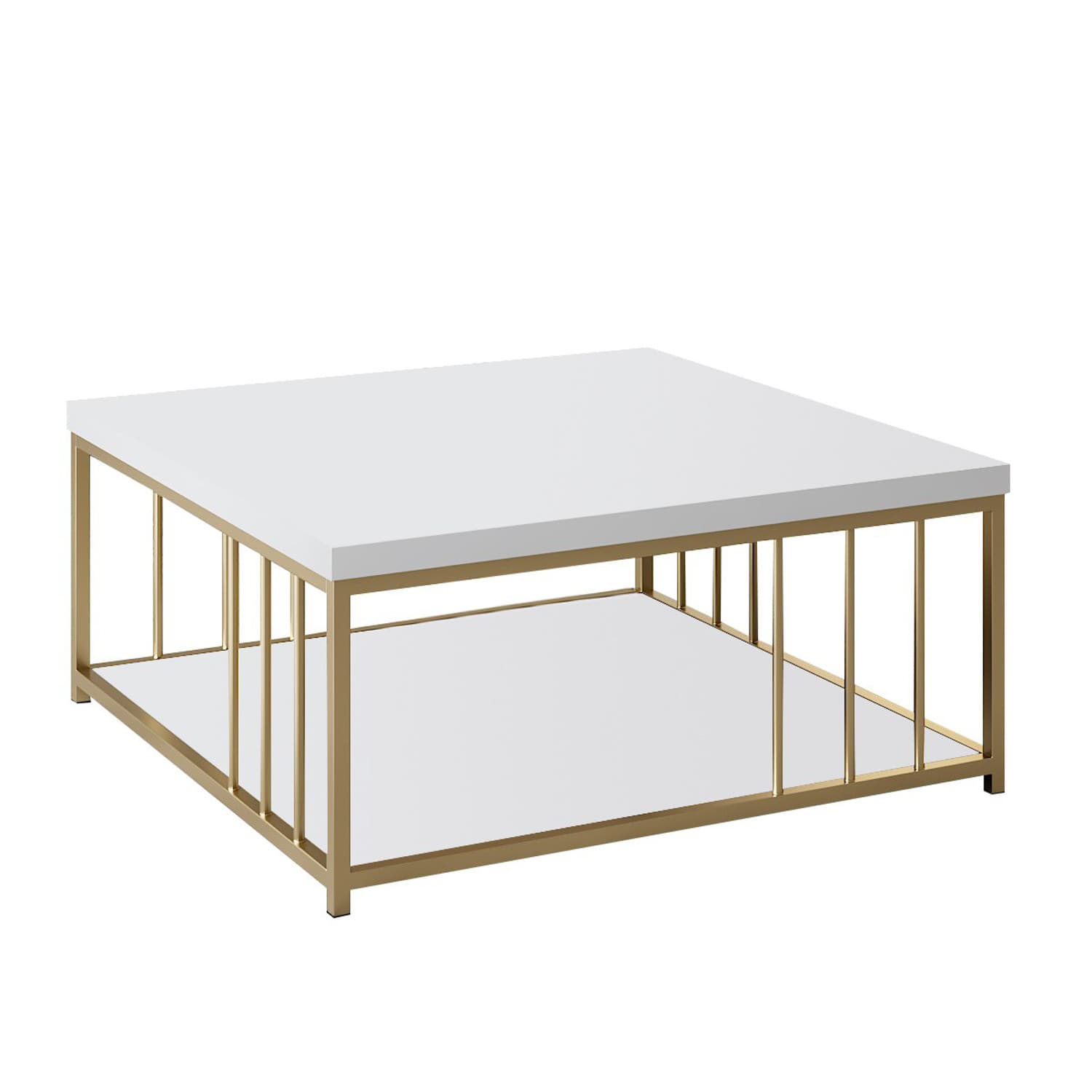 Table basse en bois "Zenn" - 90 x 39 x 40 cm - Or blanc