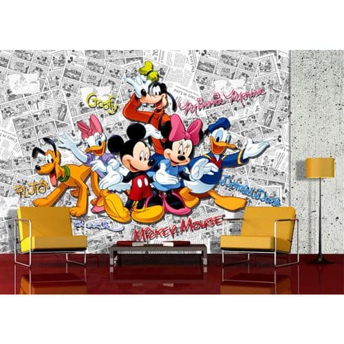 AG ART Papier peint XXL Mickey Fond mixte BD Blanc Disney 360X254 CM